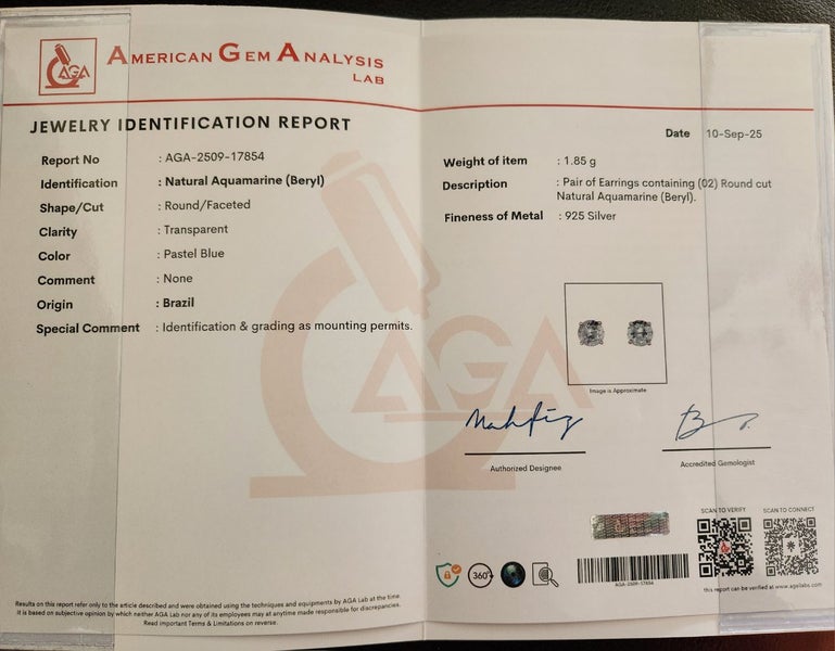 Aquamarine Earrings in solid 925 Silver Carousel 18