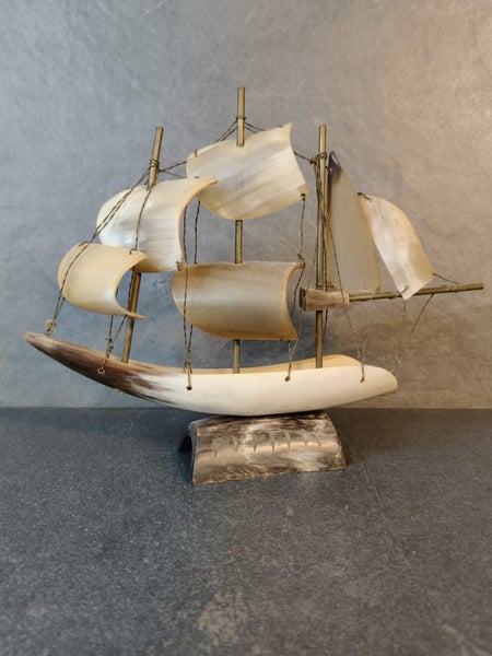 Vintage hand carved animal horn ship Carousel 1