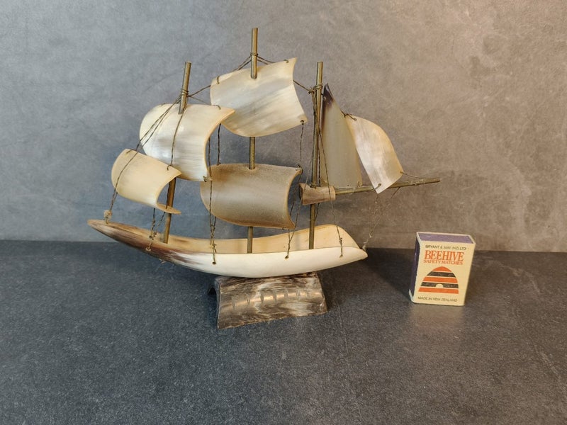 Vintage hand carved animal horn ship Carousel 2