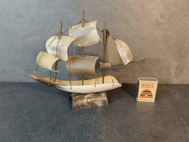 Vintage hand carved animal horn ship Carousel 17