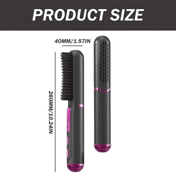 Portable Hair Straightener Brush Cold Air Straightening Comb for Travel-Grey Carousel 2