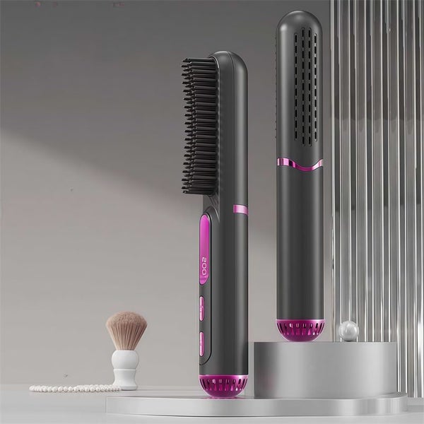 Portable Hair Straightener Brush Cold Air Straightening Comb for Travel-Grey Carousel 3