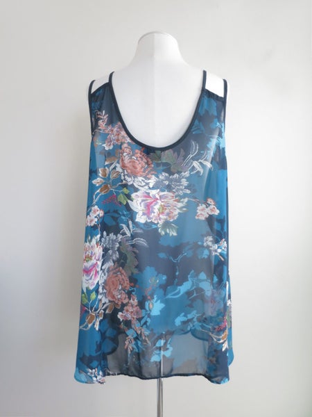 TCD (NZ) *Designer Stunning Florals Chiffon Floaty Summer Top* L/20 Carousel 4