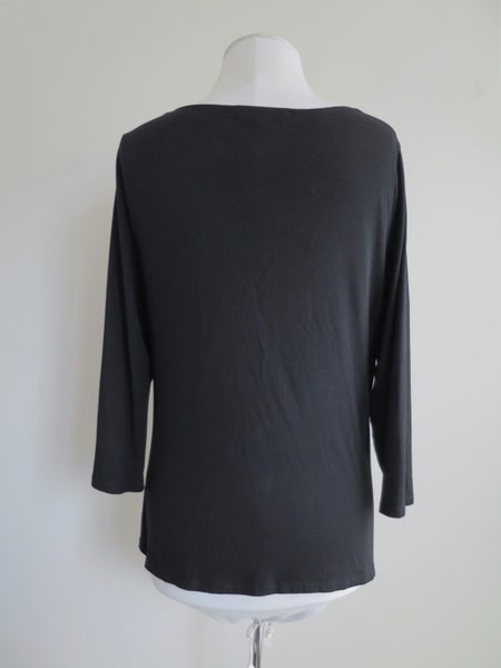 PAULA RYAN (NZ) *Designer 90% Micromodal Black Cowl 3/4Sleeves Top* M/12 Carousel 3