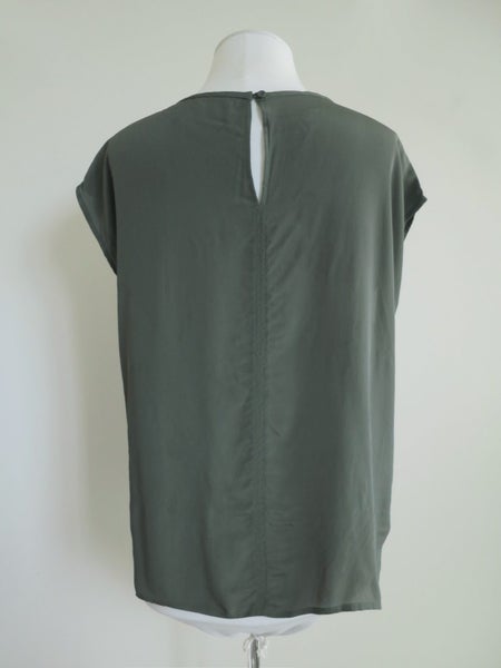 TRENERY (Country Road) *Silk Viscose Blend Khaki Green Sleeveless Top* M/12 Carousel 3
