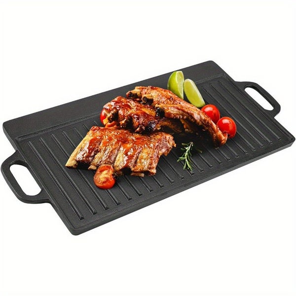 NNETM Non-Stick Cast Iron Griddle Pan, Double-Sided Grill Carousel 1