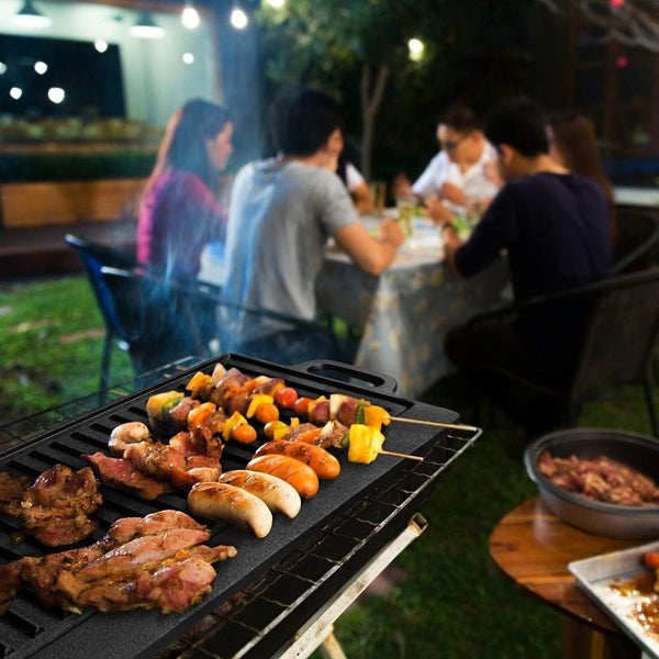 NNETM Non-Stick Cast Iron Griddle Pan, Double-Sided Grill Carousel 6