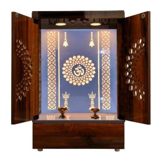 Wooden Temple For Home and Office With LED Light, Pooja Mandir64212425640834110