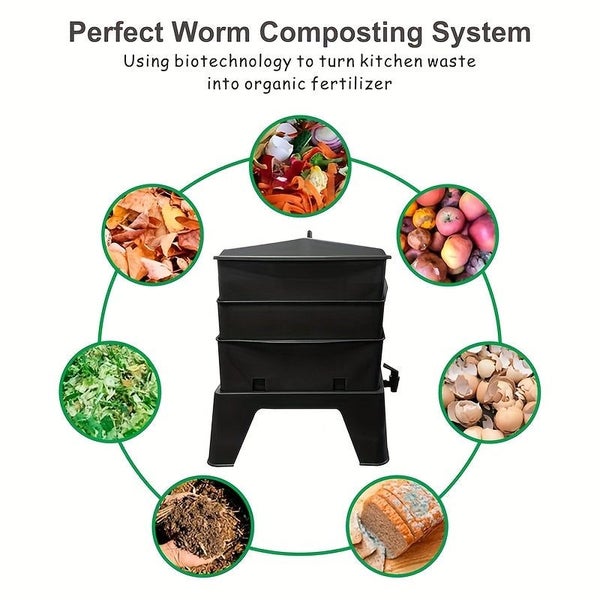 NNETM Worm Composting Bin 3-Tier Waste Converter Carousel 6