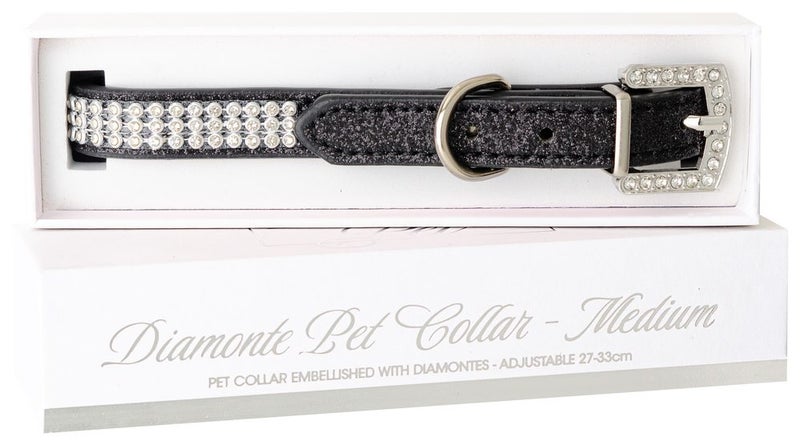 Diamonte Pet Collar Luxury Stylish Rhinestone Glitter Pet Collar BLACK [Size: S Carousel 1