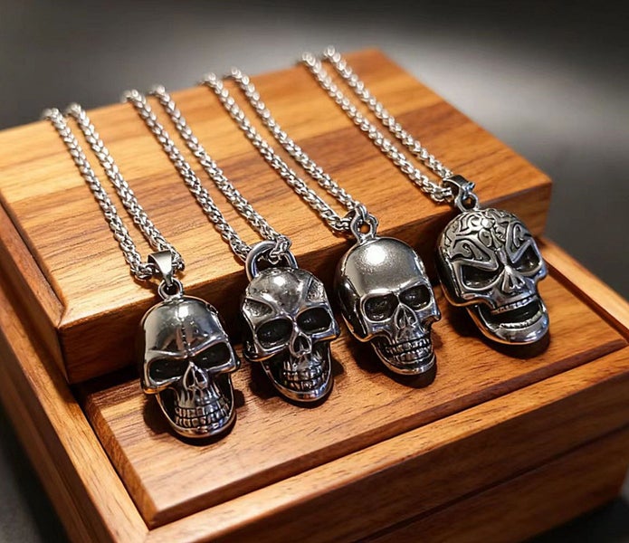 (4X Skull Pendants) Powerful Statement Necklaces Hip Hop Jewellery NST30TY-6 Carousel 1