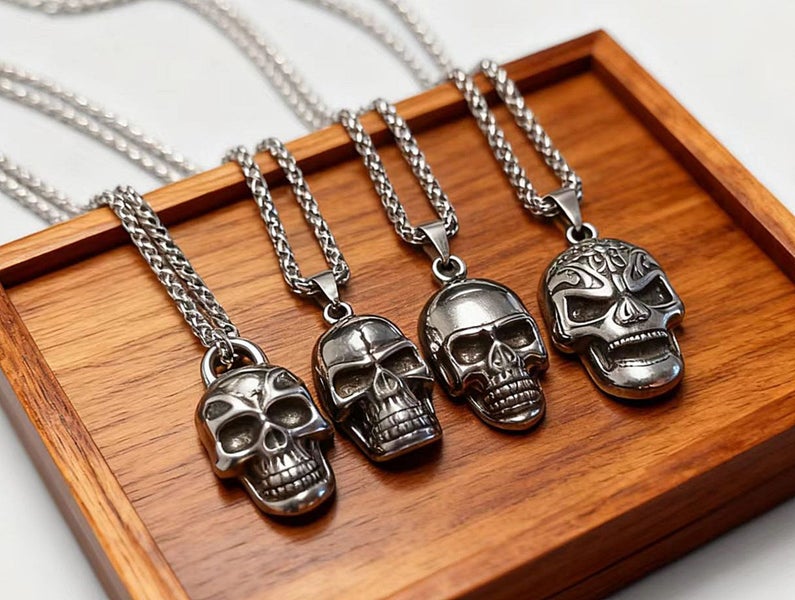 (4X Skull Pendants) Powerful Statement Necklaces Hip Hop Jewellery NST30TY-6 Carousel 2