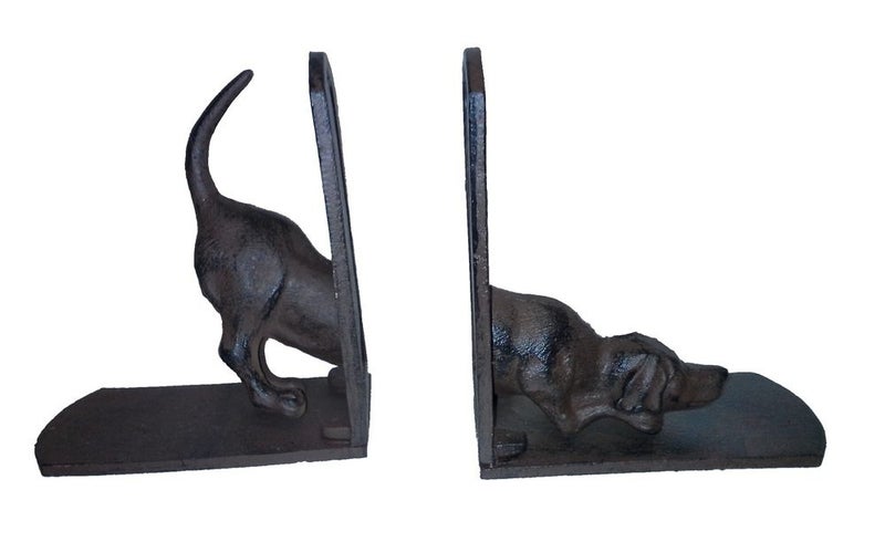 Mr Gecko Dog Bookends Cast Iron Handcrafted Antique Rust Carousel 1