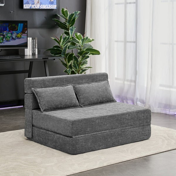 3-in-1 Foldable Lounge Sofa Bed - Adult Floor Couch (Charcoal Grey) Carousel 1