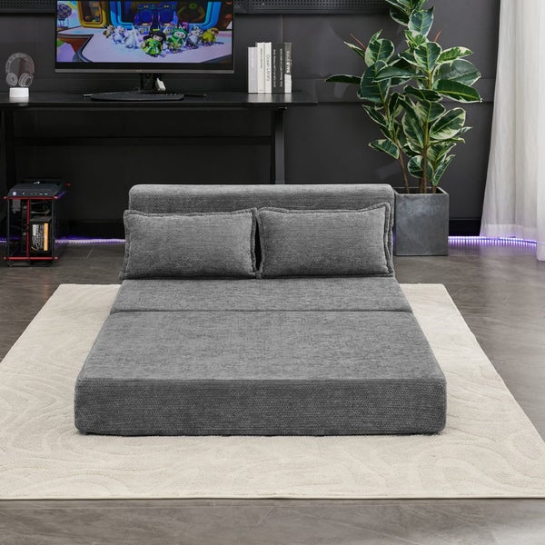 3-in-1 Foldable Lounge Sofa Bed - Adult Floor Couch (Charcoal Grey) Carousel 10