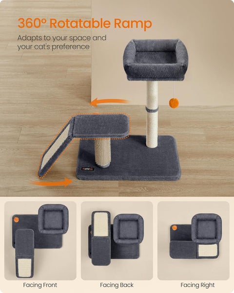 Cat Tree Tower 63cm with Scratching Post & Bed - Dark Grey Carousel 6