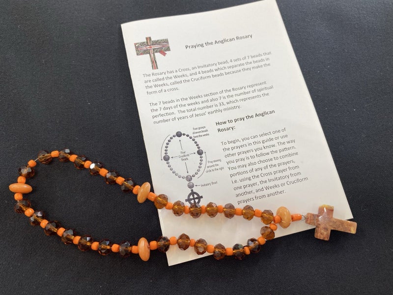 STONE COLOURED CROSS/ANGLICAN PRAYER BEADS Carousel 1