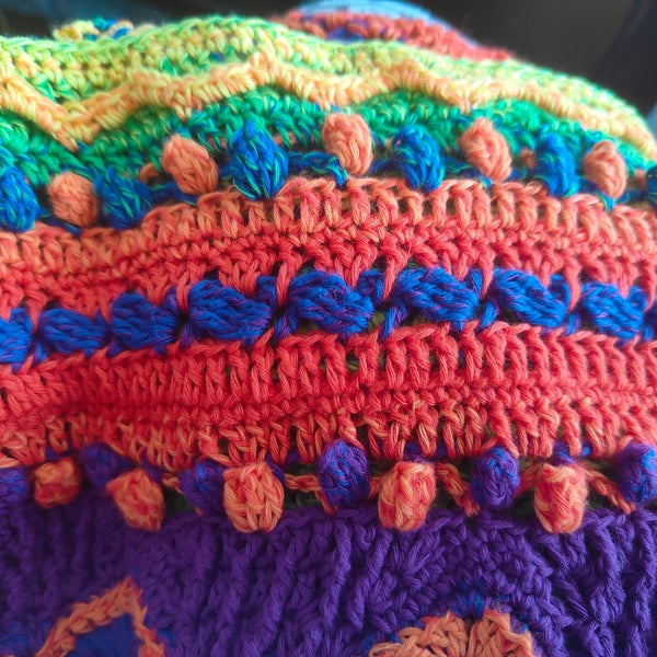 Designer tester hand crafted cotton blanket rainbow coloured with central star64328056211203113