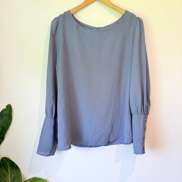 Shein Size XL Long-Sleeve Button Back Blouse Carousel 1