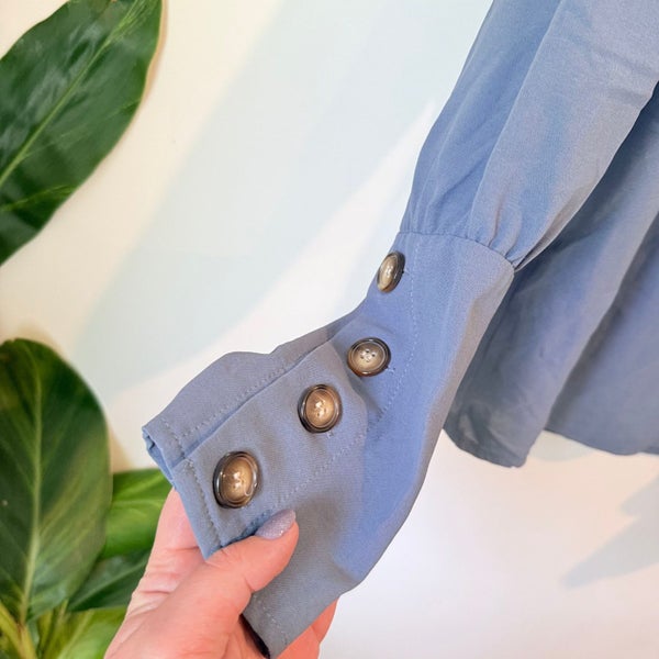 Shein Size XL Long-Sleeve Button Back Blouse Carousel 2