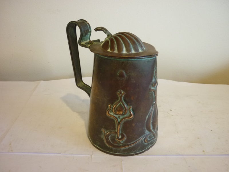 ART NOUVEAU ANTIQUE COPPER JUG Carousel 2