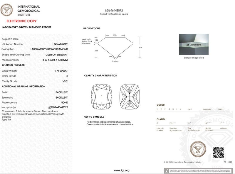1.78ct Cushion Cut Diamond RRP $261564305033961345114