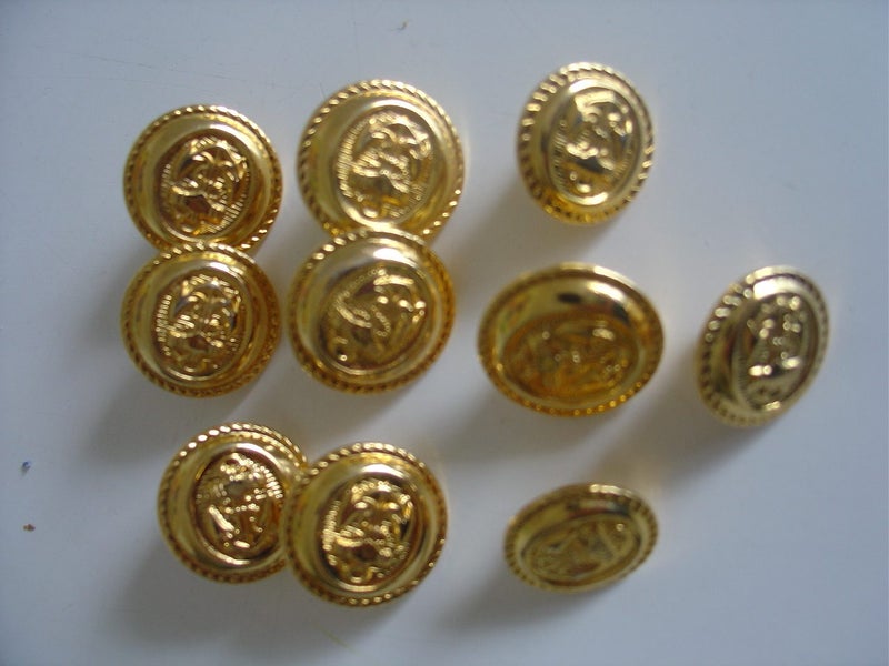Military Buttons x 10 Gold Coloured Carousel 3