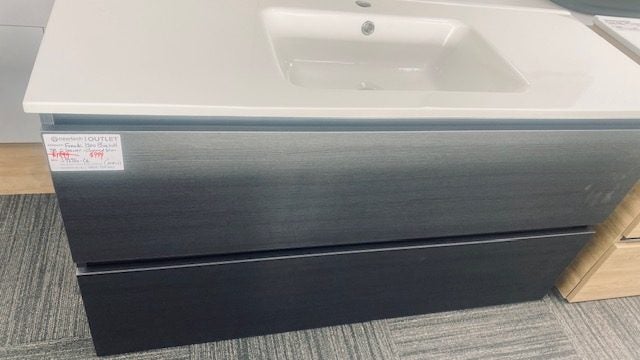 1200 FRANK PLUS WALL HUNG 2 DRAWER VANITY IN CHARRED ELM WITH DELGADO BASIN Carousel 1