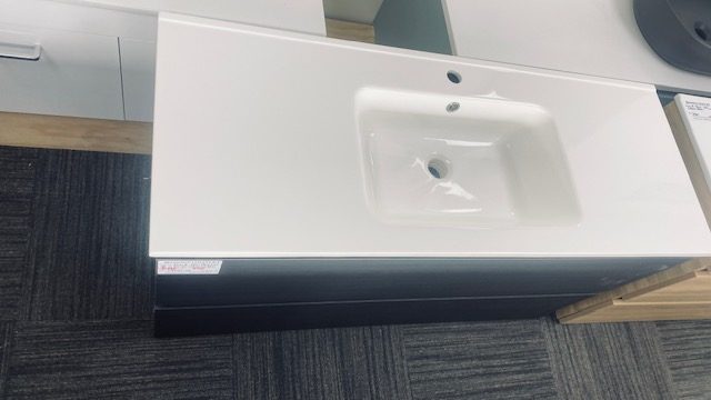 1200 FRANK PLUS WALL HUNG 2 DRAWER VANITY IN CHARRED ELM WITH DELGADO BASIN Carousel 2