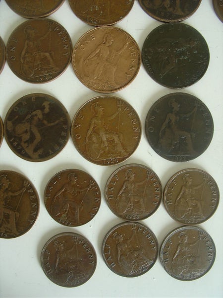 UK Pennies x 37 + 12 Half Pennies Carousel 2
