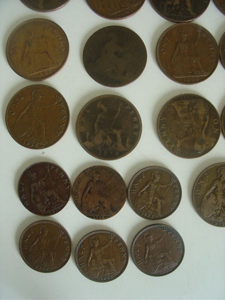 UK Pennies x 37 + 12 Half Pennies Carousel 5