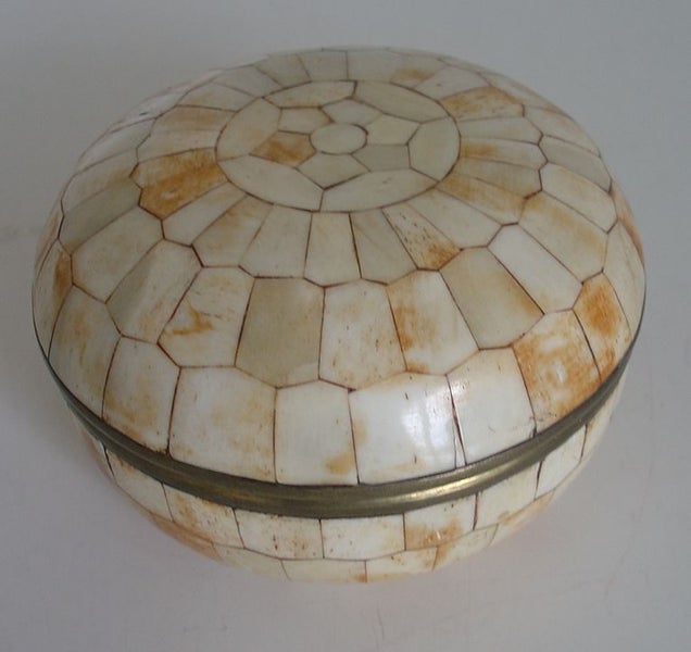 Vintage Bone Over Brass Container Carousel 1