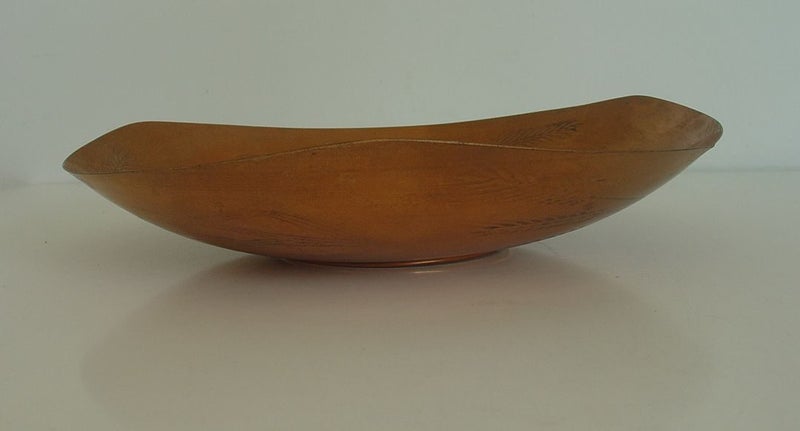 Vintage Hand Crafted Copper Bread Bowl Wheat Motif Carousel 5