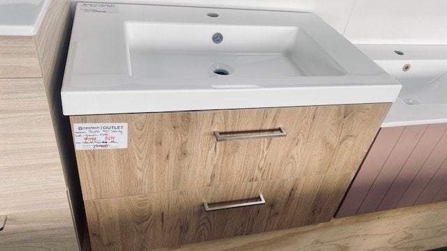 750mm Wall Hung Vanity in French Oak with Ponti Basin Carousel 1