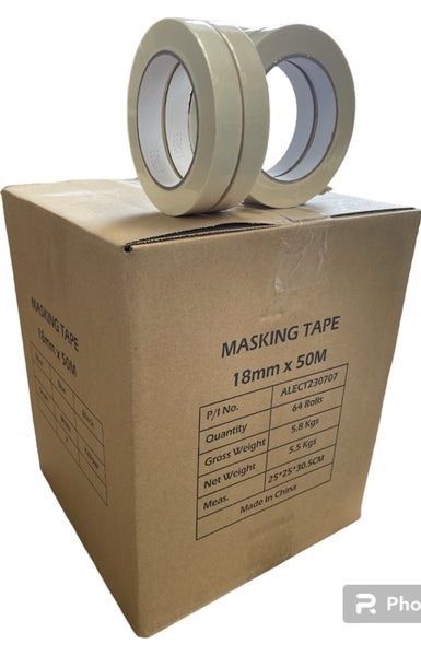 MASKING TAPE CLEARANCE: Carton of 64 Rolls Superior Masking Tape 18mmx50m Carousel 1