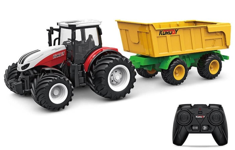 RC Farm Tractor 1/24 Scale Toy 4 Wheel with Tipping Trailer Carousel 1