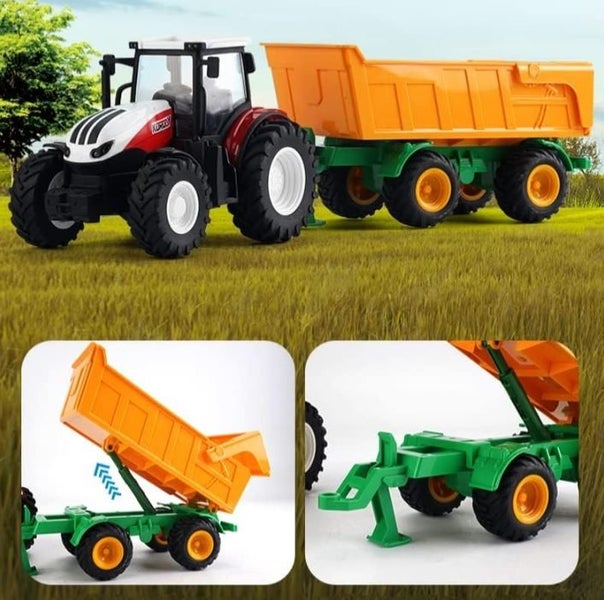 RC Farm Tractor 1/24 Scale Toy 4 Wheel with Tipping Trailer Carousel 2