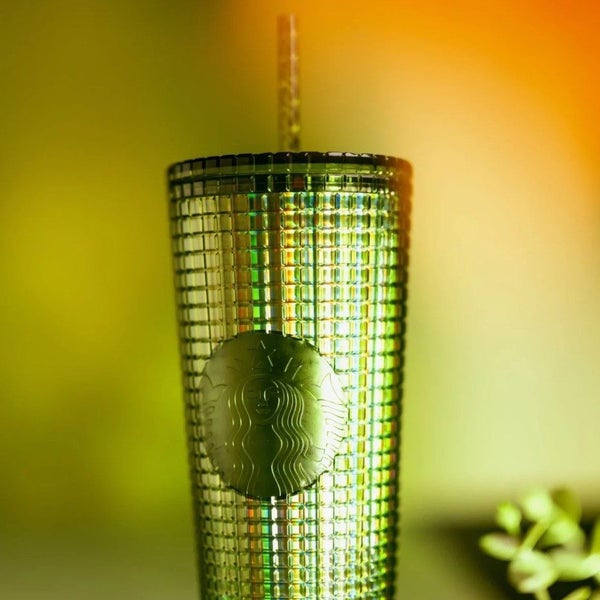 Starbucks Olive Green Grid Holo Cold Cup Carousel 2