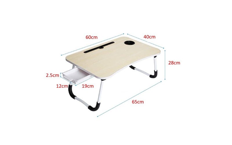 PTN BEIGE Folding Lap with Drawer Desk Laptop Tray Computer Desk Mobile Table Carousel 2