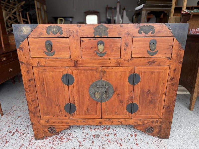 Early 20th Century Chinese Solid Elm Cabinet Carousel 2