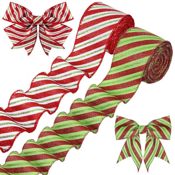 2 PCS Set Christmas Ribbon 5 Yards x 2.5 Inches Ideal For Christmas Decorations Carousel 1