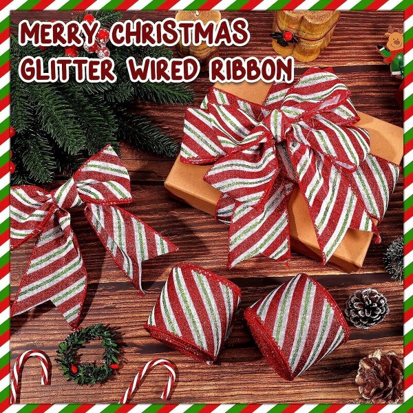 2 PCS Set Christmas Ribbon 5 Yards x 2.5 Inches Ideal For Christmas Decorations Carousel 2