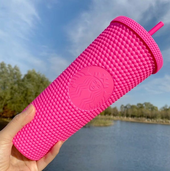 Starbucks Barbie Pink Matte Bling Studded Cold Cup Carousel 1
