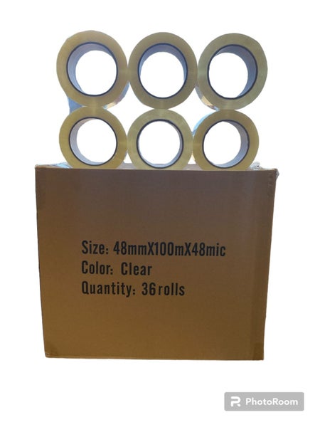 "Get Yours Now! 1 Box of 36 Rolls of Quality Clear Tape: 48mu x 48mm x 100m Carousel 1