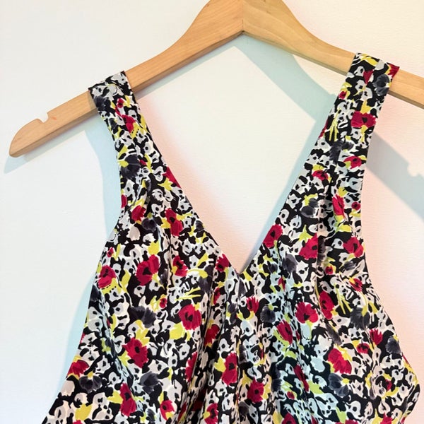 Karen Walker Size 10 Floral Deep V-Neck Mini Dress Carousel 2