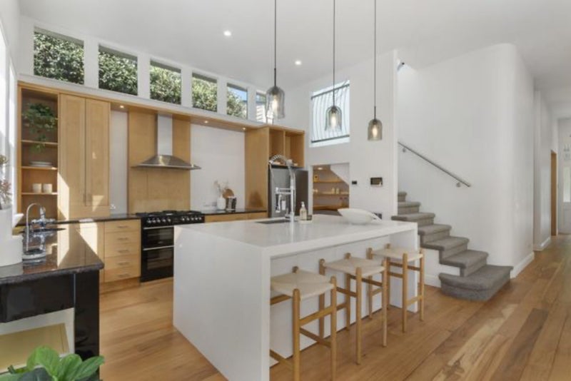 White Stone Kitchen Island with Storage Carousel 1