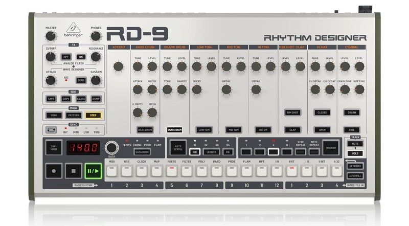 Behringer RD-9 "Rhythm Designer" analog/digital drum machine (909 clone) Carousel 2