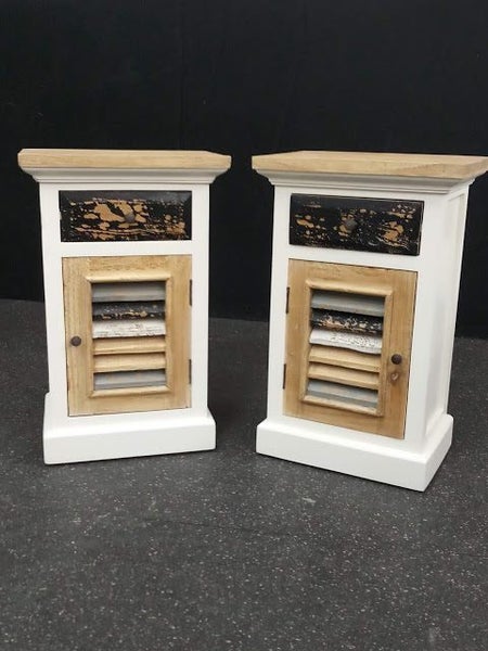 Bedside Cabinet/Table Pair - Mindi Wood - Carolina Vintage Finish Carousel 2