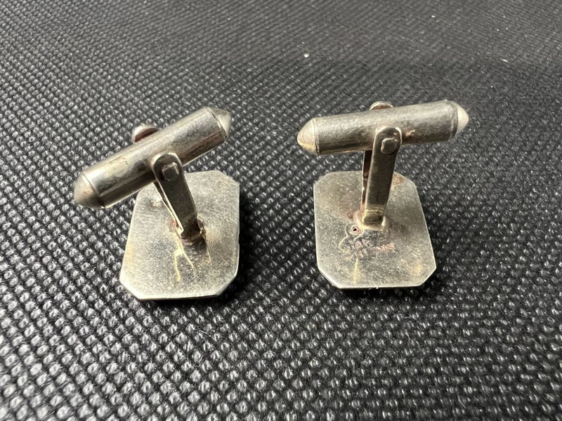 Vintage Siam Silver Green Enamel Cufflinks - Lot F244 Carousel 3