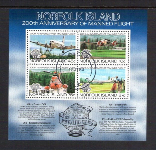 Norfolk - 1983 Aircraft / Flight Minisheet (1) - VFU - MS308 Carousel 1